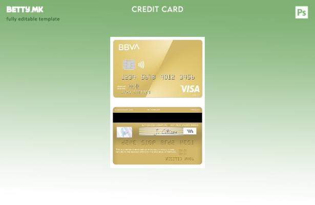 Модерен стил Португалија BBVA банка виза златна картичка шаблон